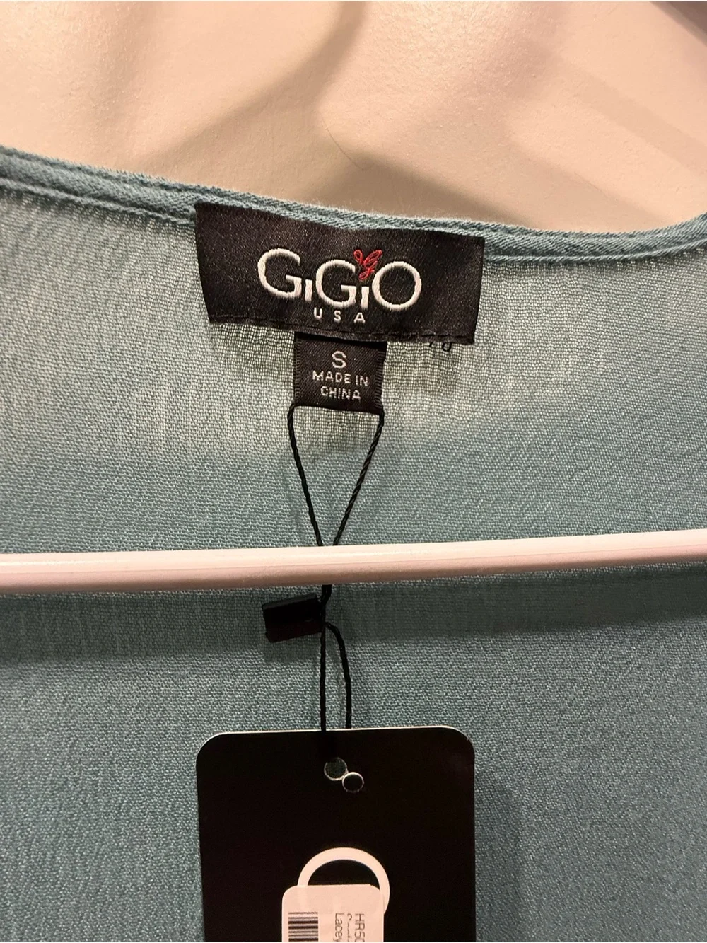 GiGiO Open-Front Lace-Trim Duster Kimono in a dusty teal - Picture 3 of 11